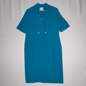Lily & Taylor Dress 22 Short Sleeve Double-Breasted Crystal Button V-Collar Midi